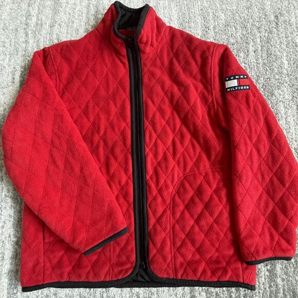 Tommy Hilfiger Red Quilted Jacket Women's Size M Full Zip with Pockets - Picture 6 of 14